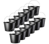KADAX Seau de chantier "Bado", Seau, Seau à mortier, Seau à crépi, Seau de maçon, Accessoires pour la maison, noir, 20L, 12 pièces