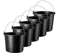 KADAX Seau de chantier "Bado", Seau, Seau à mortier, Seau à crépi, Seau de maçon, Accessoires pour la maison, noir, 5L, 5 pièces