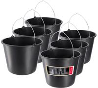 KADAX Seau de chantier "Bado", Seau, Seau à mortier, Seau à crépi, Seau de maçon, Accessoires pour la maison, noir, 16L, 6 pièces