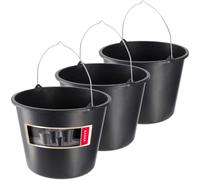 KADAX Seau de construction, 20 L, seau à mortier en plastique, seau rond pour chantier et jardin, seau à eau stable, seau à ciment avec poignée en métal, mortier boîte, noir, seau à plâtre (3)