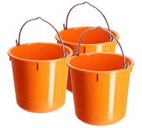 KADAX Seau de Construction en Plastique, Seau ŕ mortier avec poignée en Fil de Zinc, Seau, Seau ŕ Ciment, Seau ŕ mortiers, Seau de Nettoyage, Seau ŕ Eau, Seau de Jardin, (Orange 12 l 3 pičces)