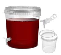 KADAX Seau de fermentation 33 l avec robinet d'écoulement, récipient de fermentation en plastique avec robinet de vidange pour la fabrication de vin, robinet d'écoulement avec joint et contre-écrou