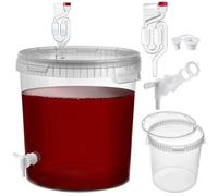 KADAX Seau de fermentation 33 l avec robinet, tubes de fermentation et bouchons en caoutchouc, récipient de fermentation en plastique avec robinet de vidange, bouchon de fermentation et bouchon pour