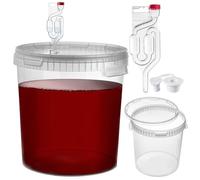 KADAX Seau de fermentation de 33 l avec tubes de fermentation et bouchons en caoutchouc, récipient de fermentation en plastique avec bec de fermentation et bouchon, grand seau avec insert de
