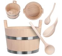 KADAX Seau de sauna 5 l avec truelle, seau de sauna et louche en bois naturel, seau de sauna traditionnel et cuillère pour infusions, accessoires de sauna