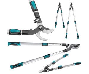 KADAX Sécateur télescopique avec lames en acier, 64-96 cm, sécateur pour rosiers, sécateur manuel avec poignées antidérapantes pour branches, feuilles, taille-haies (noir/orange)