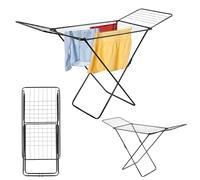 KADAX Séchoir à linge avec ailes, longueur de séchage 18 m/23 m, étendoir à flux d'air en acier revêtu par pulvérisation, séchoir pliable (noir, 2 ailes)