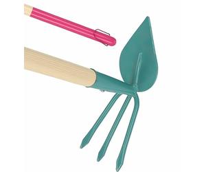 KADAX Serfouette pour Femme avec tęte en métal, Double pioche pour aérer, ameublir et désherber Le Sol, Serpeuse pour enlever Les Mauvaises Herbes, (3 Dents - cśur)