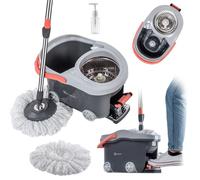 KADAX Serpillière Rotative avec Seau Gris 128cm - Nettoyage Efficace