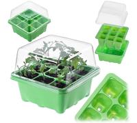 KADAX Serre d'intérieur 14,5 x 14,5 x 12 cm - Mini serre en plastique - Kit de culture - Bol de culture avec couvercle - Mini serre (9 cellules)