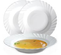 KADAX Lot de 3 Assiette creuse en verre trempé, set de 3, assiette à soupe minimaliste, set d'assiettes, assiettes à pâtes, assiettes creuses, bols à pâtes, assiette plate (∅ 23 cm, blanc)