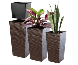 KADAX Set de 3 Pots de Fleurs Hauts - H 36/46,5/57,5 cm - Marron - intérieur/extérieur - pour Balcon, Jardin ou Salon