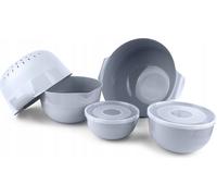 KADAX Set de 5 saladiers avec couvercle, saladiers en plastique pour la conservation des aliments (gris foncé)