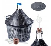 KADAX Set de bonbonnes en verre "Alatri", bonbonne de fermentation avec panier en plastique et accessoires de fermentation, bouchon en caoutchouc, tube de fermentation en verre, bouteille, 20L