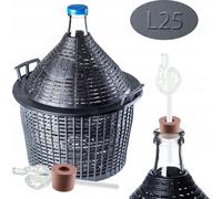 KADAX Set de bonbonnes en verre "Alatri", bonbonne de fermentation avec panier en plastique et accessoires de fermentation, bouchon en caoutchouc, tube de fermentation en verre, bouteille, 25L