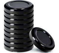 KADAX Set de couvercles de bocaux en métal "Falla", avec 4 dents d'encliquetage, noir, 43 mm, 10 pièces