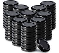 KADAX Set de couvercles de bocaux en métal "Falla", avec 4 dents d'encliquetage, noir, 43 mm, 100 pièces