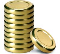 KADAX Set de couvercles de bocaux en métal "Falla", avec 4 dents d'encliquetage, or, 43 mm, 10 pièces
