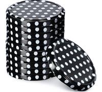 KADAX Set de couvercles de bocaux en métal "Valsta", avec 4 dents d'encliquetage, noir à pois, 66 mm, 10 pièces