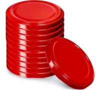 KADAX Set de couvercles de bocaux en métal "Valsta", avec 4 dents d'encliquetage, rouge, 66 mm, 10 pièces