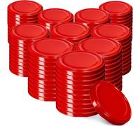 KADAX Set de couvercles de bocaux en métal "Valsta", avec 4 dents d'encliquetage, rouge, 66 mm, 100 pièces