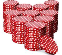 KADAX Set de couvercles de bocaux en métal "Valsta", avec 4 dents d'encliquetage, rouge à pois, 66 mm, 100 pièces