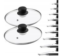 KADAX Set de couvercles en verre "Pecoraro", Couvercle avec poignée, avec trou de vapeur, Couvercle de casserole et de poêle, 22 cm, 2 pièces