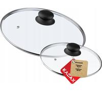 KADAX Set de couvercles en verre "Pecoraro", Couvercle avec poignée, avec trou de vapeur, Couvercle de casserole et de poêle, 20 cm + 28 cm