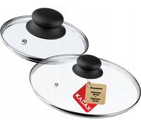 KADAX Set de couvercles en verre "Pecoraro", Couvercle avec poignée, avec trou de vapeur, Couvercle de casserole et de poêle, 20 cm + 16 cm