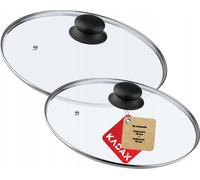 KADAX Set de couvercles en verre "Pecoraro", Couvercle avec poignée, avec trou de vapeur, Couvercle de casserole et de poêle, 28 cm + 30 cm