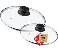 KADAX Set de couvercles en verre "Pecoraro", Couvercle avec poignée, avec trou de vapeur, Couvercle de casserole et de poêle, 24 cm + 20 cm