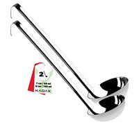 KADAX Set de Louches en Inox 60ml + 100ml, avec Support, Manche Long Ergonomique - Ustensiles de Cuisine, Argent