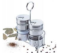 KADAX Set de ménagère en verre et inox "Salve", Set de verres à épices, support, salière & poivrière