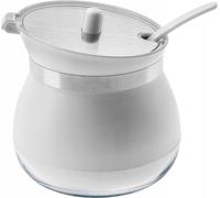 KADAX sucrier "Lerin", sucriers & saupoudreurs de sucre, bol à sucre en verre, bol à sucre avec couvercle ergonomique, blanc récipient en verre pour le sucre,