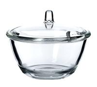 KADAX Sucrier, sucrier en verre, pot à épices avec couvercle ergonomique, récipient en verre transparent pour sucre, pot à épices avec base renforcée, sucrier avec anse (rond)