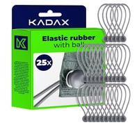KADAX Support de bâche, tendeur de bâche résistant aux intempéries, caoutchouc de bâche, languettes d'expansion, cordons élastiques pour tentes, bâches, trampolines, caravanes (gris/balles/lot de 25)