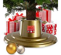 KADAX Support de sapin de Noël avec réservoir d'eau, support de sapin pour un véritable sapin, support en plastique pour un sapin de Noël (doré/hauteur de l'arbre jusqu'à 2 m)