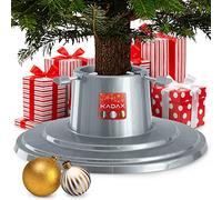 KADAX Support de sapin de Noël avec réservoir d'eau - Support en plastique pour un véritable arbre de Noël - Argenté - Hauteur de l'arbre jusqu'à 2 m