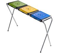KADAX - Support pour tri des ordures - Support de sac poubelle robuste avec couvercle en plastique - Porte-sacs poubelles (triple)