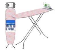 KADAX Table à Repasser 110 x 30 cm, Planche à Repasser Pliable avec Housse en Coton, Support pour Fer, Pieds Antidérapants et Hauteur Réglable (Pêche)