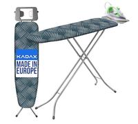 KADAX Table à Repasser 110 x 30 cm, Planche à Repasser Pliable avec Housse en Coton, Support pour Fer, Pieds Antidérapants et Hauteur Réglable (Bleu Marine)