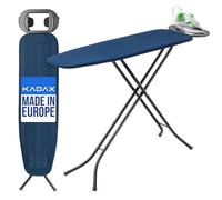 KADAX Table à Repasser 110 x 30 cm, Planche Pliable avec Housse en Coton, Support pour Fer, Pieds Antidérapants et Hauteur Réglable (Bleu foncé)
