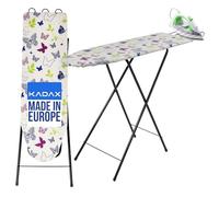 KADAX Table à Repasser Pliable 100.5 x 30 cm cm, Planche à Repasser en Acier avec Hauteur Réglable, Support Intégré pour Fer et Pieds Antidérapants (Papillons)