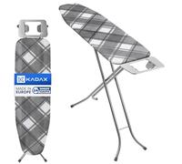 KADAX Table à Repasser Pliable 114x34 cm Gain de Place - Motif à Carreaux Marron Taille M - Surface en Grille métal avec Mousse 5 mm - Repose-Fer et Hauteur réglable à Pieds antidérapants Made in EU