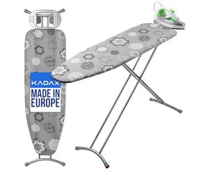 KADAX Table à Repasser Pliable 120 x 38 cm, Planche à Repasser Ergonomique avec Housse en Coton et Pieds Ajustables pour Un Repassage Efficace (Gris)