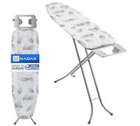 KADAX Table à Repasser pour Centrale Vapeur 114 x 34 cm - Planche Pliable avec Housse en Coton, Support de Fer Intégré et Pieds Antidérapants (Gris Clair)