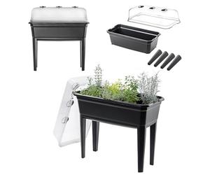 KADAX Table de Culture en Plastique 42L, Jardinière Équipée d'un Couvercle et de Ouvertures d'Aération, Mini Serre sur Pieds pour Cultiver Vos Plantes (74 cm)