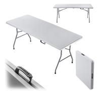 KADAX Table de jardin pliante en plastique, table de camping, 180 x 73 cm, blanc
