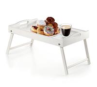 KADAX Table de Lit en Bois de Pin, Plateau de Petit-Déjeuner Pliable, 19 x 30 x 50 cm, Table d'Appoint pour Service au Lit (Blanc)