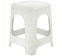 KADAX Tabouret en Plastique à l'Élégant Effet Rotin, Marchepied doté de Pieds (Blanc)